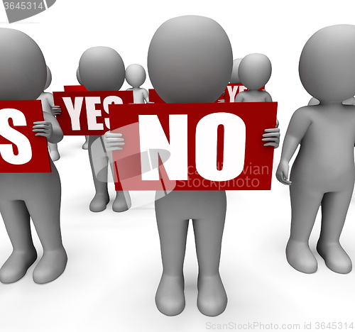 Image of Characters Holding Yes No Signs Show Advice And Guidance