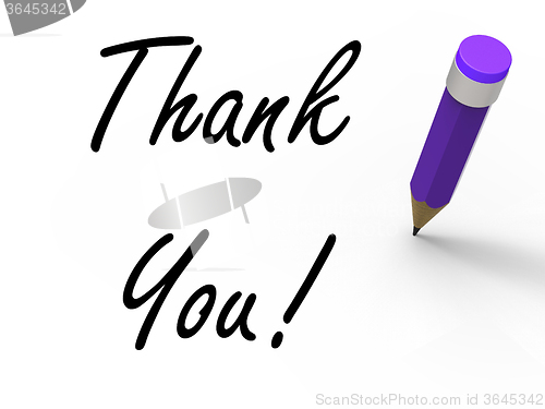 Image of Thank You Sign with Pencil Indicates Written Acknowledgement