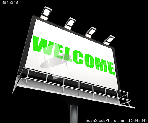 Image of Welcome Sign Shows Hospitality Entrance and Admittance