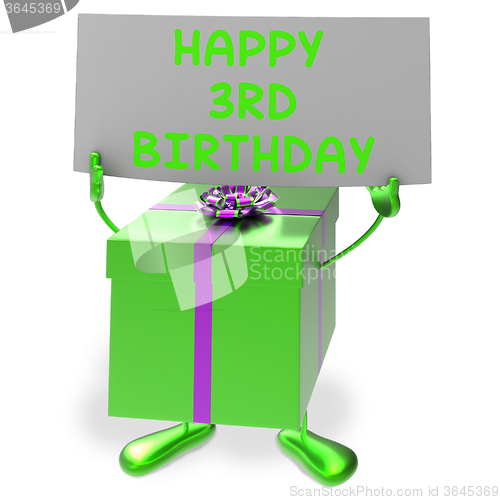 Image of Happy 3rd Birthday Sign and Gift Show Third Party