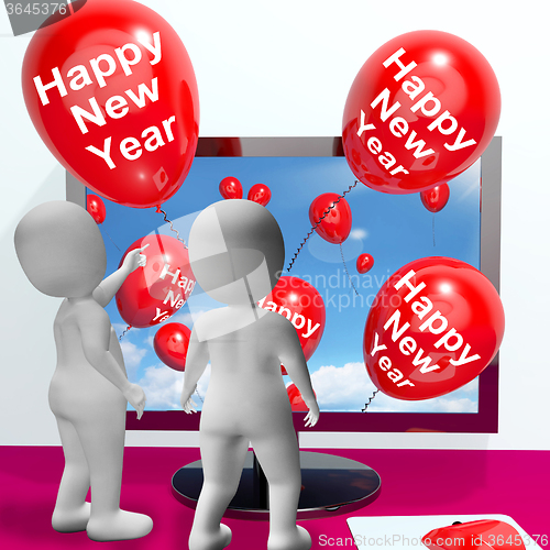 Image of Happy New Year Balloons Show Online Celebration and Invitations