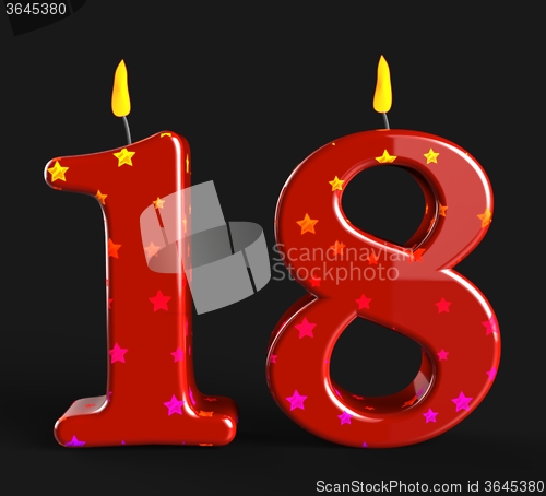 Image of Number Eighteen Candles Show Teen Birthday Or Decoration