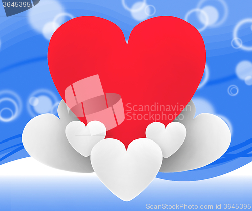 Image of Heart On Heart Clouds Shows Romantic Imagination And Dreams