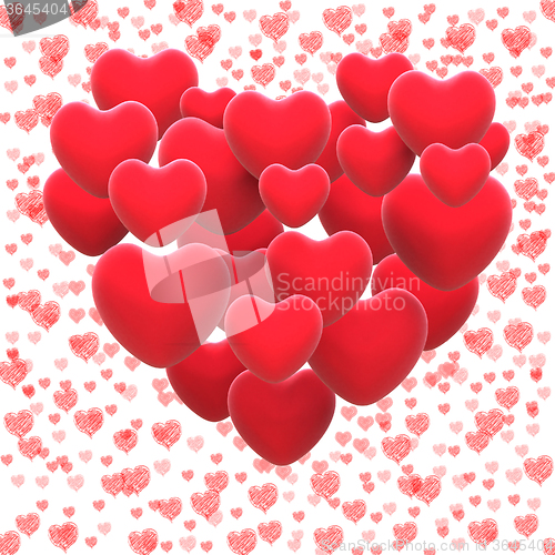 Image of Heart Made With Hearts Shows Romantic Lover Or Passionate Couple