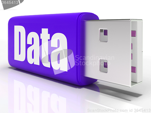 Image of Data Pen drive Means Database Or Digital Information