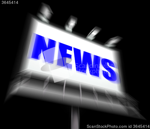 Image of News Sign Displays Newspaper Articles and Headlines or Media Inf