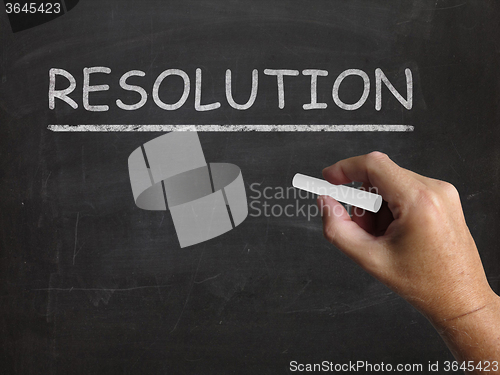 Image of Resolution Blackboard Means Solution Settlement Or Outcome