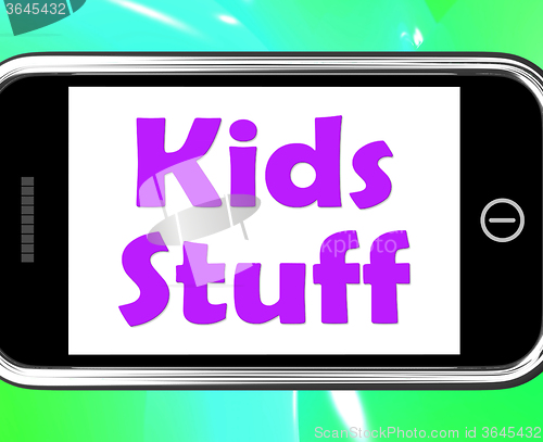 Image of Kids Stuff On Phone Means Online Activities For Children