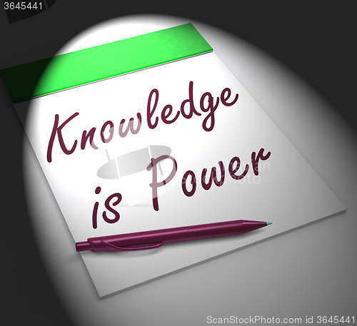 Image of Knowledge Is Power Notebook Displays Successful Intellect And Me