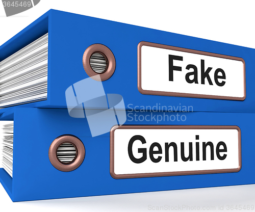 Image of Fake Genuine Folders Show Real Or Imitation Products