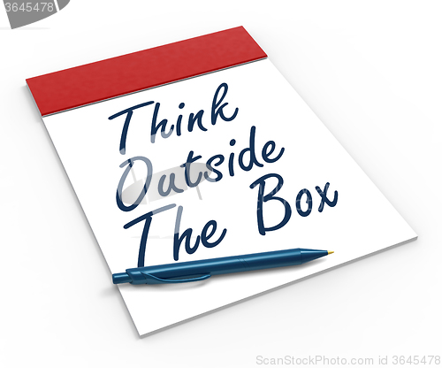 Image of Think Outside The Box Notebook Means Creativity Or Brainstorming