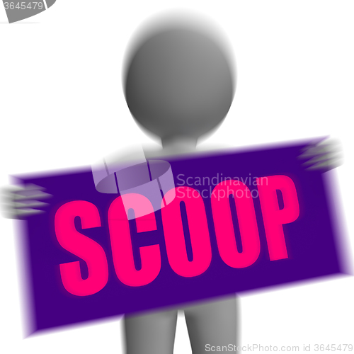 Image of Scoop Sign Character Displays Gossipmonger Or Intimate Tatter