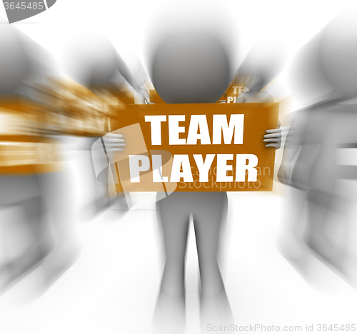 Image of Characters Holding Team Player Signs Displays Teamwork Or Teamma