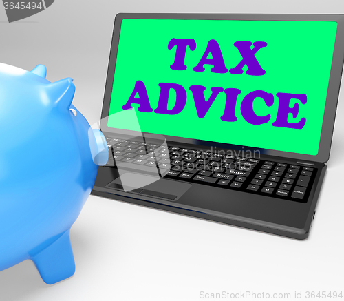 Image of Tax Advice Laptop Shows Professional Advising On  Taxation