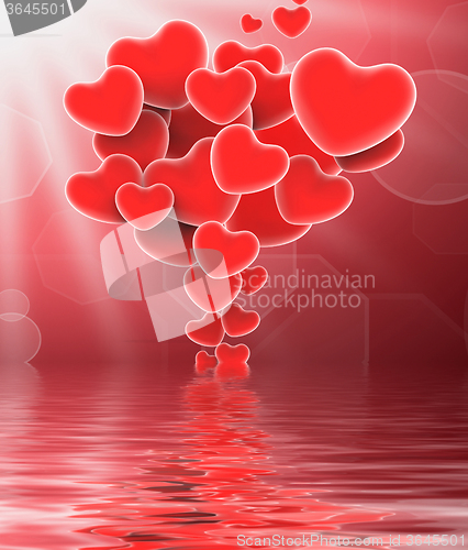 Image of Bunch Of Hearts Displays Sweet Love Or Romantic Couple