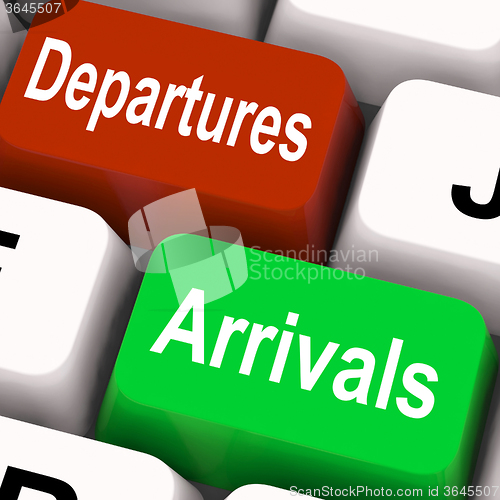 Image of Departures Arrivals Keys Mean Travel And Vacation