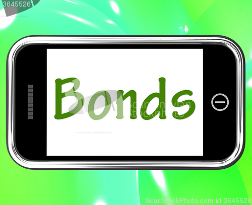 Image of Bonds Smartphone Means Online Business Connections And Networkin