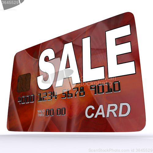 Image of Sale Bank Card Shows Retail Bargains And Discounts