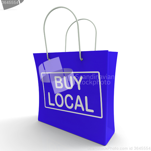 Image of Buy Local Shopping Bag Shows Buying Nearby Trade