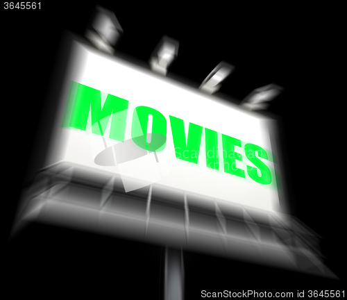 Image of Movies Sign Displays Hollywood Entertainment and Picture Shows