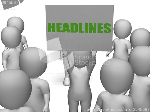 Image of Headlines Board Character Shows Last Minute News Or Newspaper Pu