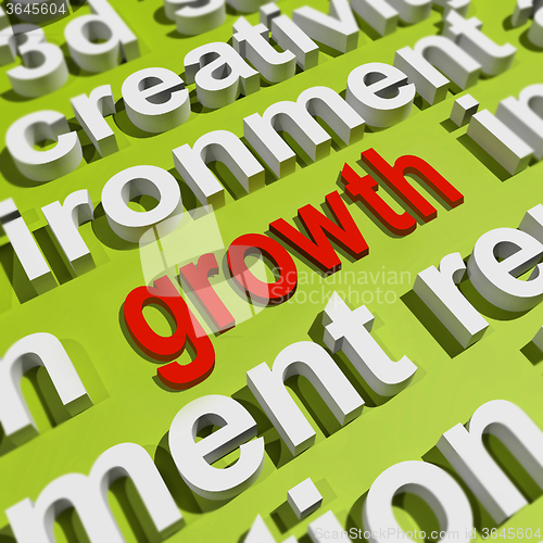 Image of Growth In Word Cloud Means Get Better Bigger And Developed