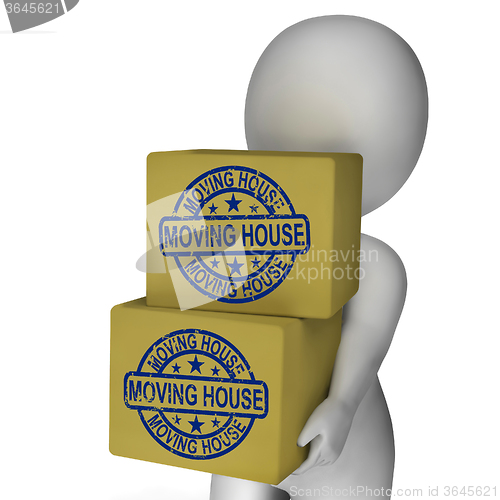 Image of Moving House Boxes Show New Property And Relocation