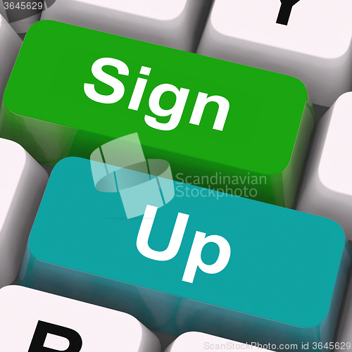 Image of Sign Up Keys Mean Registration And Membership