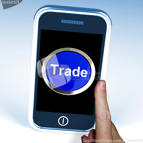 Image of Trade On Phone Shows Online Buying And Selling