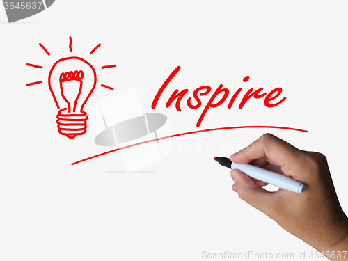 Image of Inspire and Lightbulb Refer to Inspiration Motivation and Influe