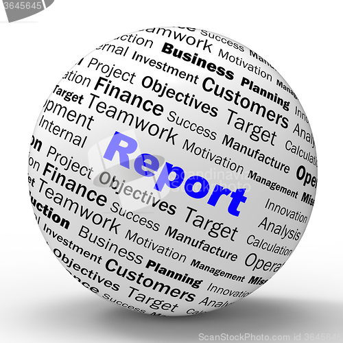 Image of Report Sphere Definition Shows Progress Statistics And Financial