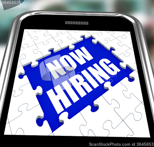 Image of Now Hiring Smartphone Means Job Vacancy And Recruitment