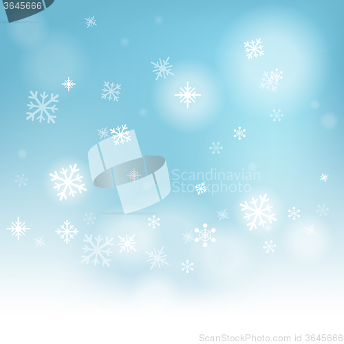 Image of Snow Flakes Background Shows Winter Season Or Frozen Water