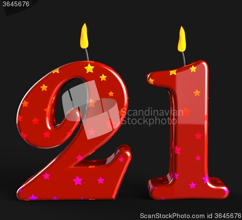 Image of Number Twenty One Candles Mean Adult Celebration Or Party