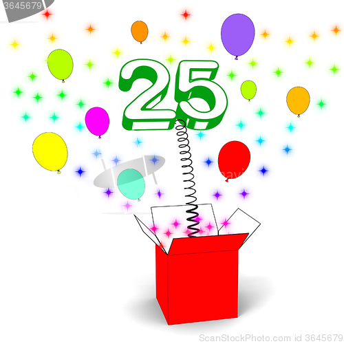 Image of Number Twenty Five Surprise Box Means Beautiful Creativity And S