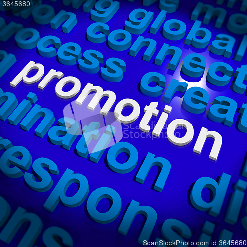 Image of Promotion Word Cloud  Shows Discount Bargain Or Mark down