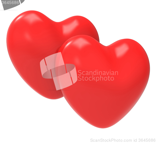 Image of Three Dimensional Hearts Shows Dating Lovers And Marriage
