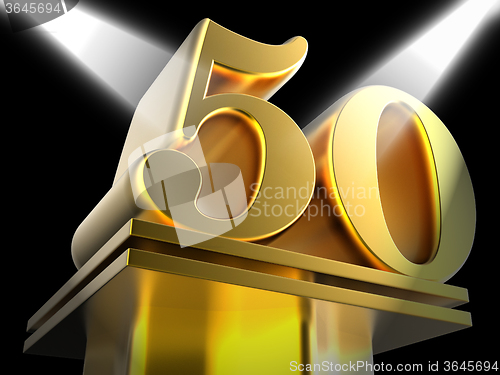 Image of Golden Fifty On Pedestal Means Movie Awards Or Recognition