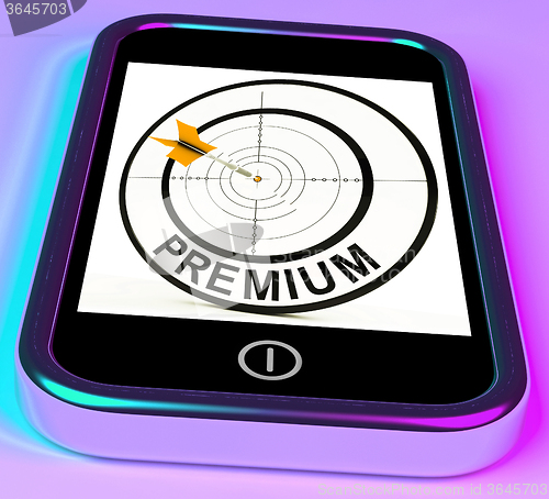 Image of Premium Smartphone Means Excellent Goods Or Services On Internet