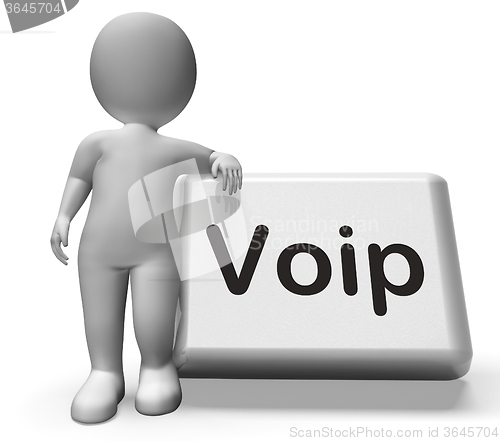 Image of Voip Button With Character  Means Voice Over Internet Protocol