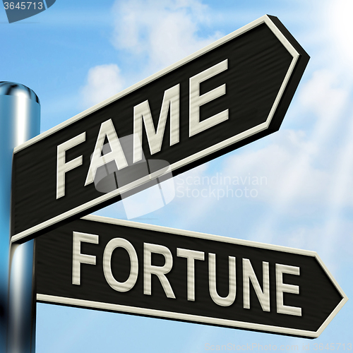 Image of Fame Fortune Signpost Means Famous Or Prosperous