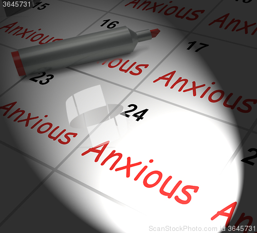 Image of Anxious Calendar Displays Worried Tense And Uneasy