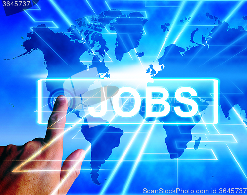 Image of Jobs Map Displays Worldwide or Internet Career Searching