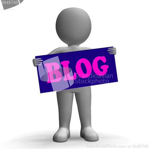 Image of Blog Sign Character Shows Blogging And Social Media