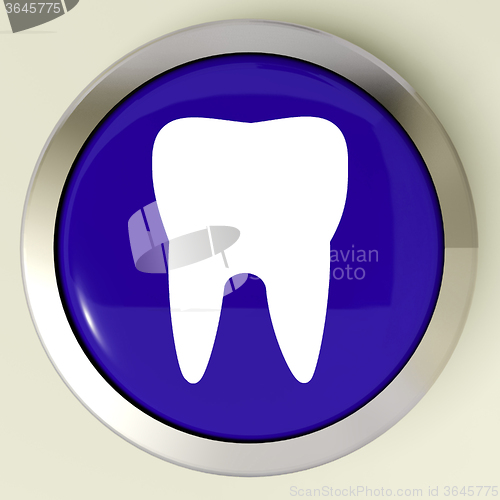 Image of Tooth Button Means Dental Appointment Or Teeth