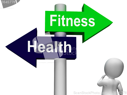 Image of Fitness Health Signpost Shows Healthy Lifestyle