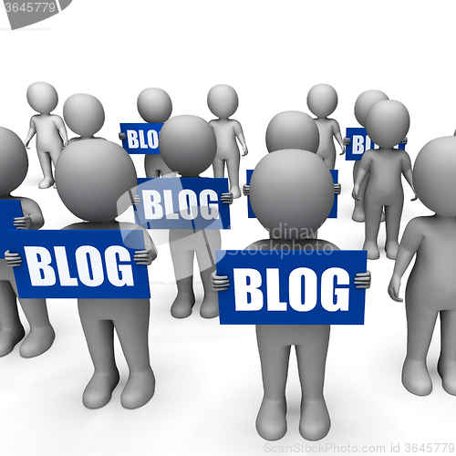 Image of Characters Holding Blog Signs Mean Social Media And Blogging