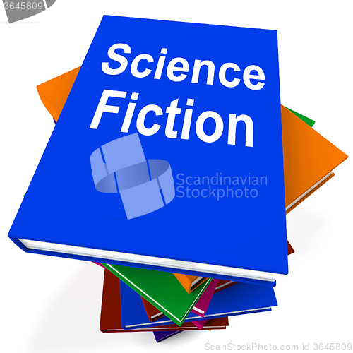 Image of Science Fiction Book Stack Shows SciFi Books
