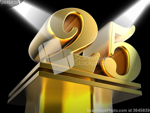 Image of Golden Twenty Five On Pedestal Shows Twenty Fifth Movie Annivers