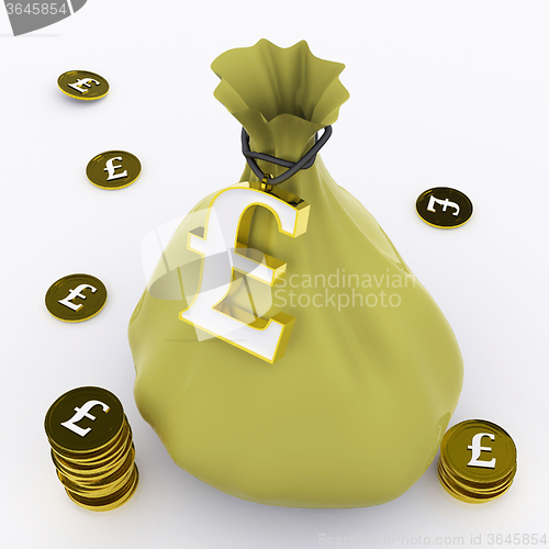 Image of Pound Bag Means British Wealth And Money
